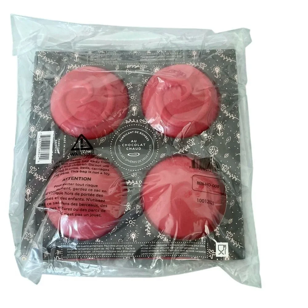Bennkai Hot Chocolate Bomb Maker 4 Silicone Baking Molds Red New